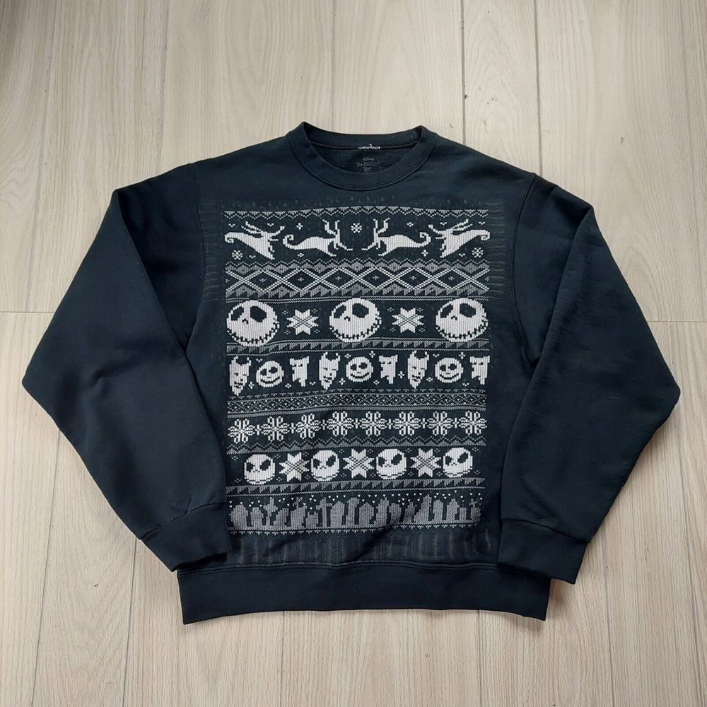 Disney‎ Nightmare Before Christmas Sweatshirt Adult Small Black Jack Skeleton
